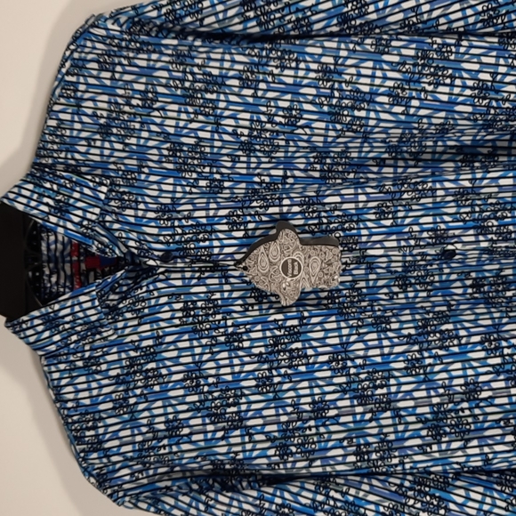 NWT VISCONTI BLACK black/blue shirt, Sz S - Picture 2 of 12